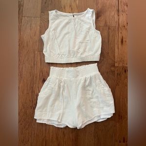 Two piece set: white tank and flowy shorts